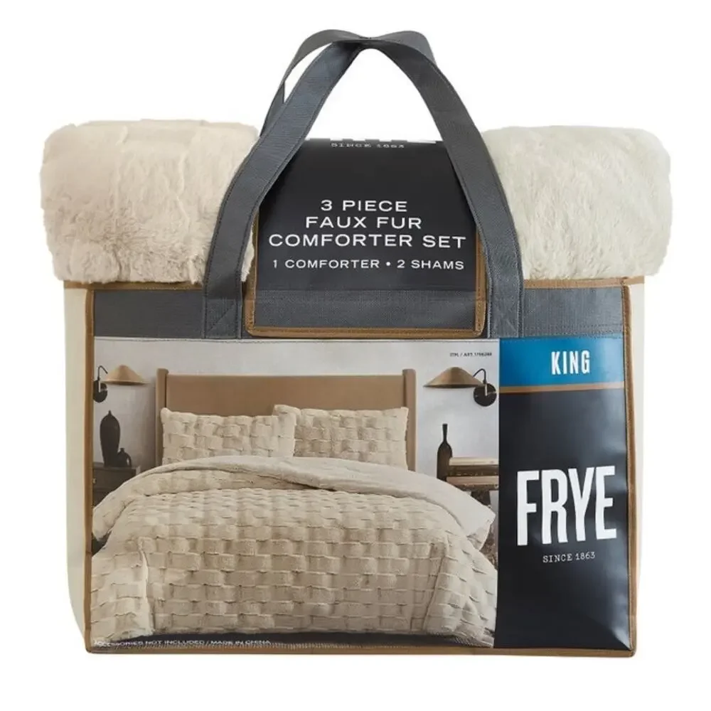 FRYE Faux Fur Comforter Set, 3-piece Set KING SIZE